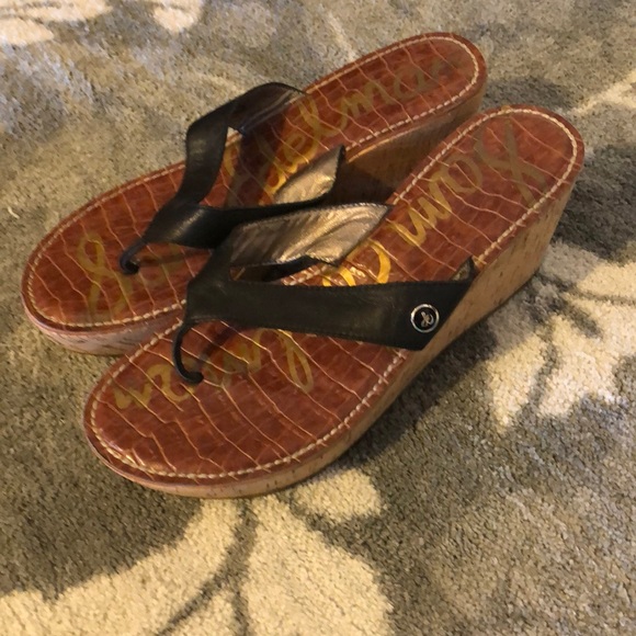 Sam Edelman Romy cork wedge flip flop sandals - Picture 1 of 8